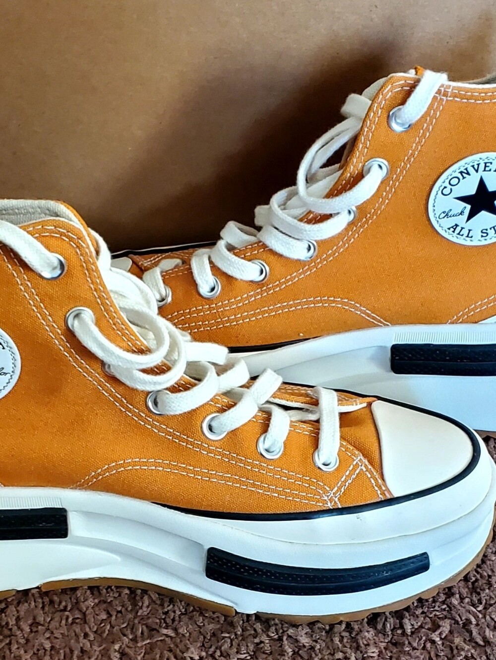 Converse Orange High-Top Platform Sneakers